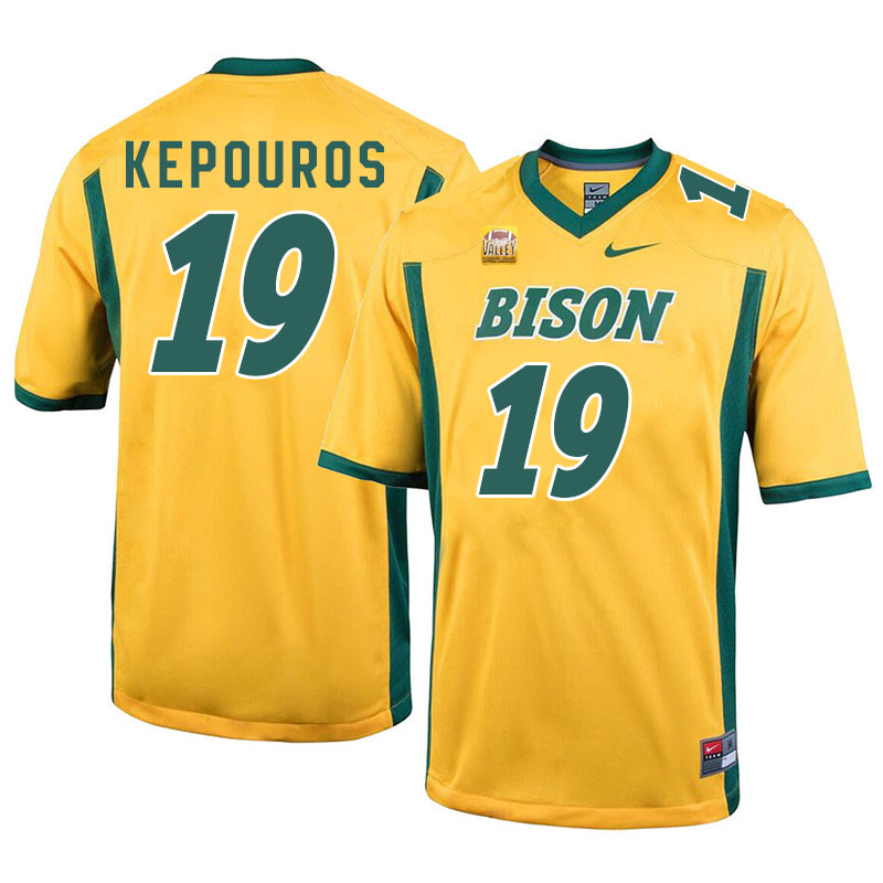 Men #19 Jimmy Kepouros North Dakota State Bison College Football Jerseys Sale-Yellow - Click Image to Close